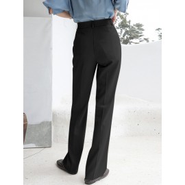 Solid Pocket Zip Front Tailored Pants For Women Solid Pocket Zip Front Tailored Pants For Women