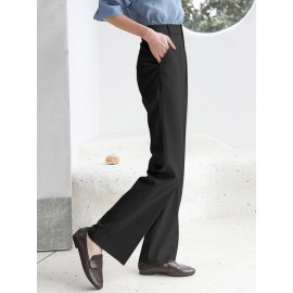 Solid Pocket Zip Front Tailored Pants For Women Solid Pocket Zip Front Tailored Pants For Women