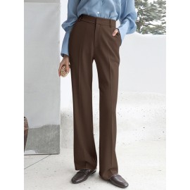 Solid Pocket Zip Front Tailored Pants For Women Solid Pocket Zip Front Tailored Pants For Women