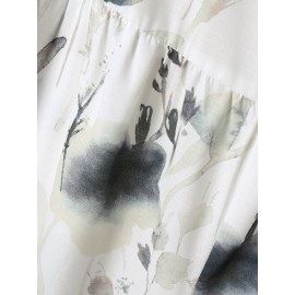 Women Watercolor Floral Plant Print Spaghetti Strap Jumpsuit