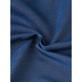 Women Solid V-Neck Shirred Waist Half Sleeve Denim Jumpsuit