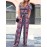 Women Bohemian Geometric Print V-Neck Short Sleeve Jumpsuit