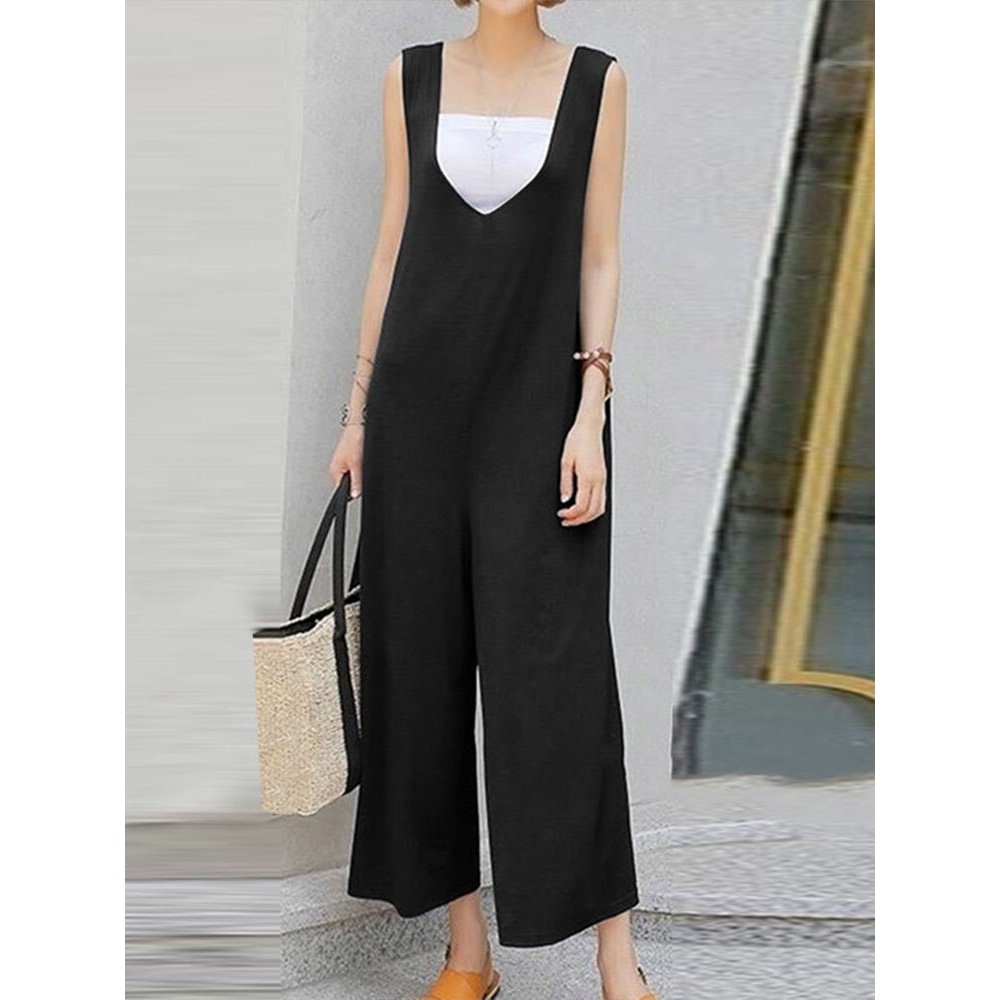 Solid Backless Sleeveless Casual Jumpsuit Solid Backless Sleeveless Casual Jumpsuit
