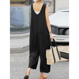 Solid Backless Sleeveless Casual Jumpsuit Solid Backless Sleeveless Casual Jumpsuit