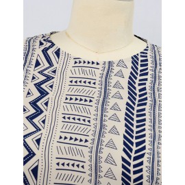 Women Geometric Print Crew Neck Sleeveless Bohemian Wide Leg Jumpsuit