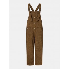 Solid Color Button Pocket Sleeveless Casual Corduroy Jumpsuit for Women Solid Color Button Pocket Sleeveless Casual Corduroy Jumpsuit for Women