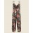 Women Allover Print Backless Tie Shoulder Strap Jumpsuit