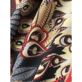 Women Allover Print Backless Tie Shoulder Strap Jumpsuit