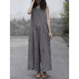Plaid Wide Leg Sleeveless Baggy Black Overalls Jumpsuit Plaid Wide Leg Sleeveless Baggy Black Overalls Jumpsuit