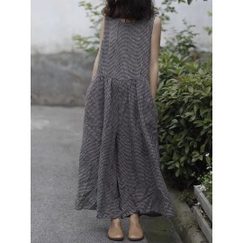 Plaid Wide Leg Sleeveless Baggy Black Overalls Jumpsuit Plaid Wide Leg Sleeveless Baggy Black Overalls Jumpsuit