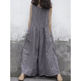 Plaid Wide Leg Sleeveless Baggy Black Overalls Jumpsuit Plaid Wide Leg Sleeveless Baggy Black Overalls Jumpsuit