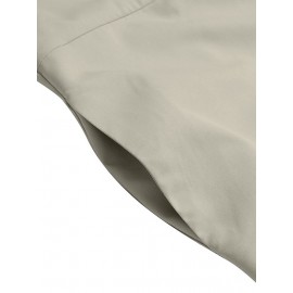 Women Solid Lapel Double Pocket Button Front Casual Jumpsuit