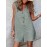 Solid Pocket Button Sleeveless V Neck Casual Romper