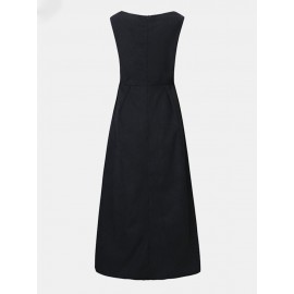 Solid Color O-neck Sleeveless Long Pants Romper Zipper Jumpsuit Solid Color O-neck Sleeveless Long Pants Romper Zipper Jumpsuit