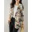 Plants Print Long Sleeve Lapel Blazer For Women