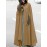 Women Solid Color Button Design Hooded Cloak Coat