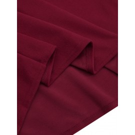 Women Solid Color Button Design Hooded Cloak Coat