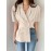 Women Double Breasted Puff Sleeve Solid Lapel Blazer