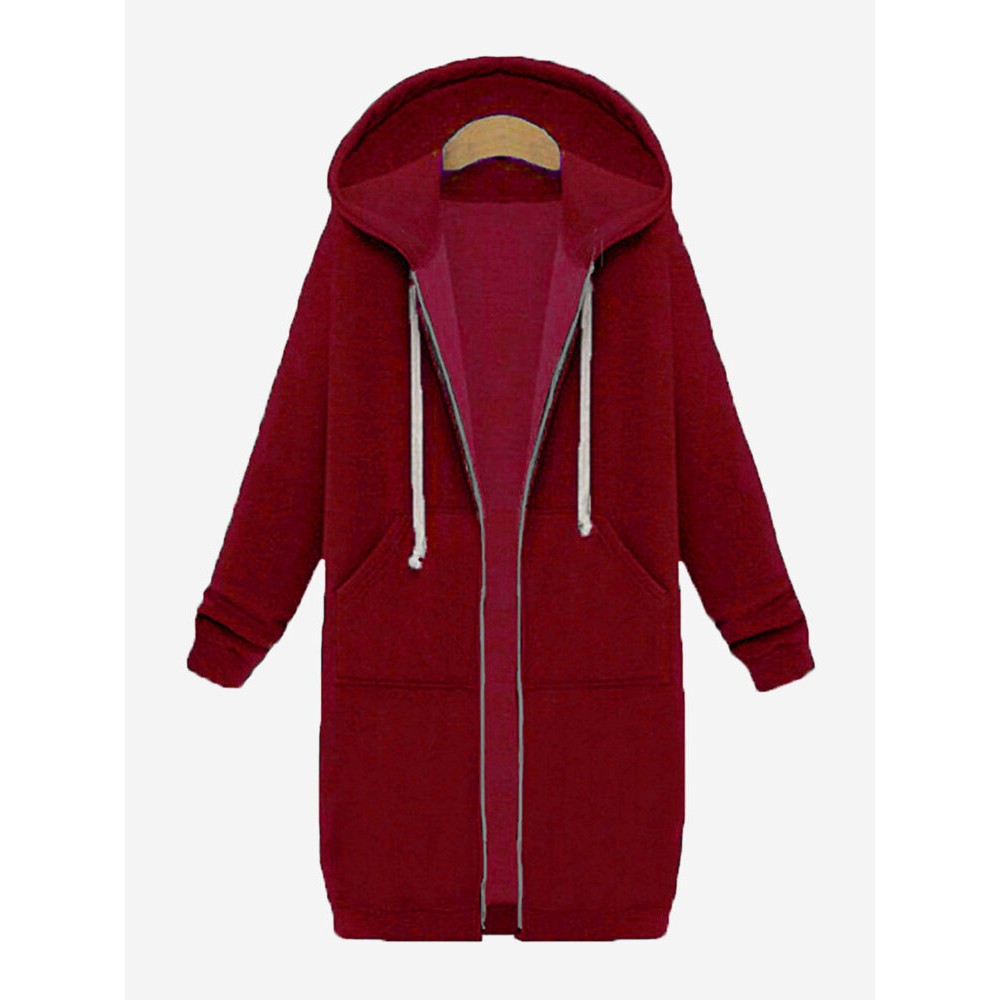 Casual Women Long Sleeve Zipper Hooded Pockets Coat Casual Women Long Sleeve Zipper Hooded Pockets Coat