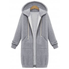 Casual Women Long Sleeve Zipper Hooded Pockets Coat Casual Women Long Sleeve Zipper Hooded Pockets Coat