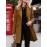 Solid Long Sleeve Buttton Lapel Midi Coat For Women