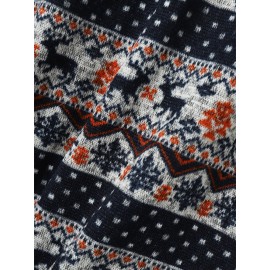 Elk Floral Pattern Button Hooded Long Sleeve Coat