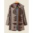 Vintage Geo Print Button Front Long Sleeve Coat