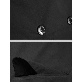 Women Vintage Solid Color Lapel Long Sleeve Button Pocket Blazer