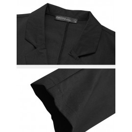 Women Vintage Solid Color Lapel Long Sleeve Button Pocket Blazer