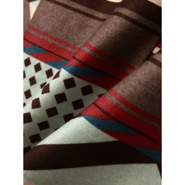 Vintage Geo Pattern Pocket Lapel Long Sleeve Jacket