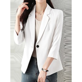 Solid Long Sleeve Lapel Blazer For Women