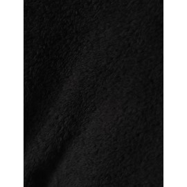 Solid Plush Long Sleeve Hooded Coat For Women