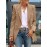 Solid Double Breasted Lapel Long Sleeve Blazer