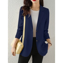 Solid Button Front Pocket Lapel Long Sleeve Blazer Solid Button Front Pocket Lapel Long Sleeve Blazer