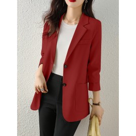 Solid Button Front Pocket Lapel Long Sleeve Blazer Solid Button Front Pocket Lapel Long Sleeve Blazer