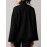 Women Solid Collarless Button Front Casual Long Sleeve Jacket