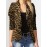 Leopard Print Long Sleeves Button Lapel Jacket Suit with Shoulder Pad