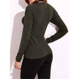 Criss-Cross Long Sleeve V-neck Blouses