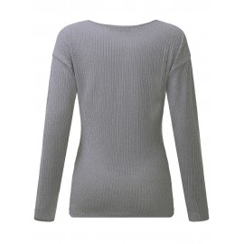 Criss-Cross Long Sleeve V-neck Blouses