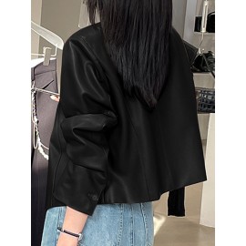 Solid Button Front Long Sleeve Crew Neck Jacket Solid Button Front Long Sleeve Crew Neck Jacket