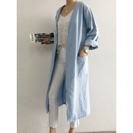 Solid Color Long Sleeve Cardigan