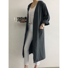 Solid Color Long Sleeve Cardigan