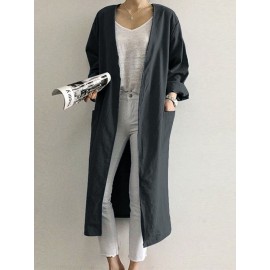 Solid Color Long Sleeve Cardigan
