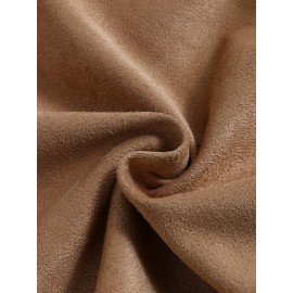 Solid Lapel Long Sleeve Faux Suede Women Jacket