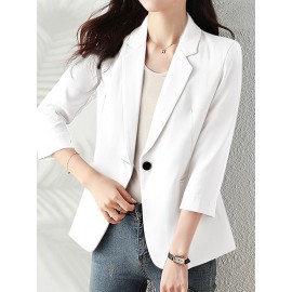 Solid Long Sleeve Lapel Blazer For Women